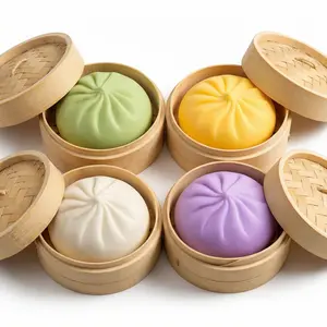 4 Pcs Dumpling Squishy Toy - Giant Glitter Squishy Dumpling Sensory Squeeze Toys, Cute Fidget Toys for Stress Relief, Large Rainbow Dumplings Squishies Toys for Adults & Kids