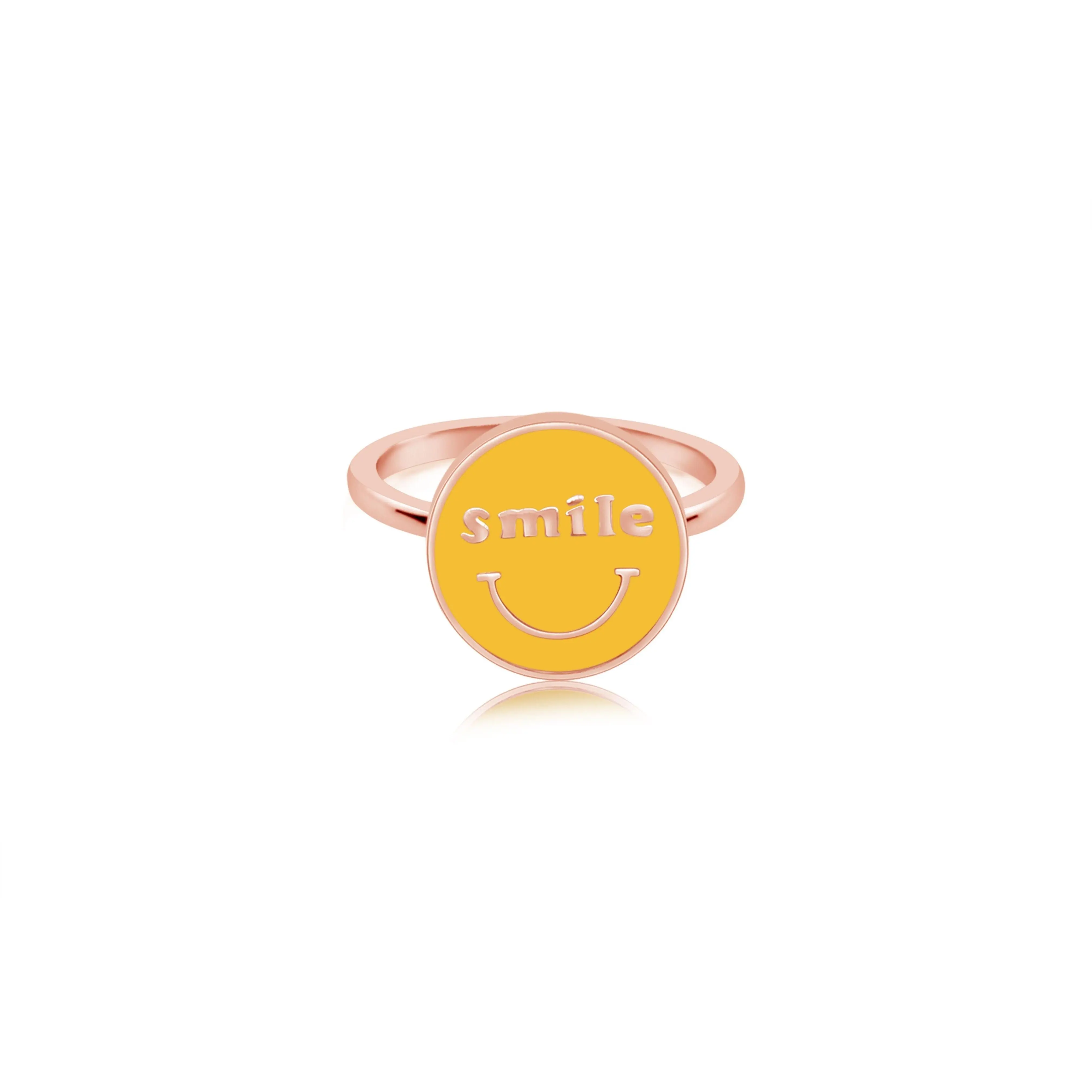 Smile Circle Enamel Rose Gold Plated Girl's Rings Earth2Jane Size 4