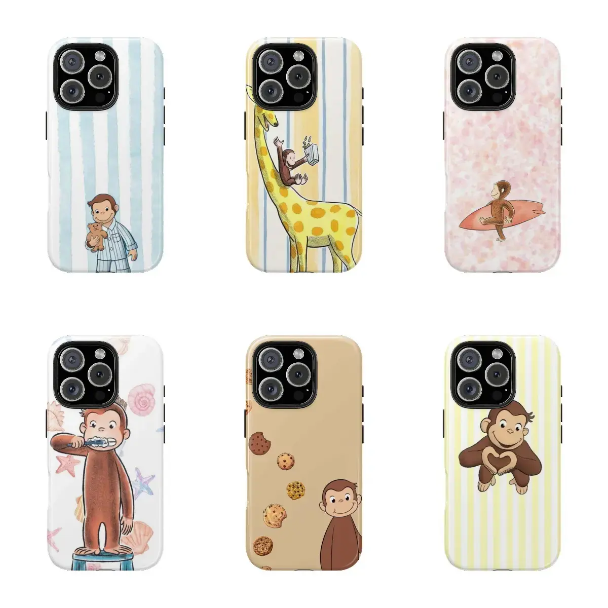 Brainwaves Curious George Banana Monkey Phone Case | Classic Children's Book Phone Cover for Samsung iPhone 14 promax Cute Retro Monkey with Banana, Party Theme PBS Kid Book