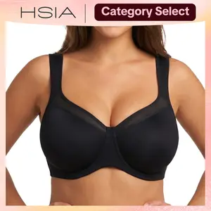 HSIA Alina Breathable Unlined Full Coverage Underwire Bra Plus Size Supportive Adjustable Multiway Convertible Strap Comfort Fit T-Shirt Style