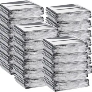 10 Pack Emergency Thermal Blankets Silver Foil Survival Blanket Kit for Outdoors, Camping, Hiking, Homeless, First Aid, Emergency Survival Gear