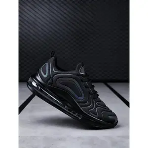 Men's Cushioned Flyknit Running Shoes, Comfortable Breathable Mesh Upper, Casual Trendy Height Increasing Sneakers, Shock Absorption Anti-Slip