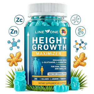 LINE 1 Height-Boosting Dietary Supplement Gummies - Calcium-Enriched Vitamin for Strong Bones, Specially for Children & Adolescents, Growth-Supporting, Growth Hormone-Free