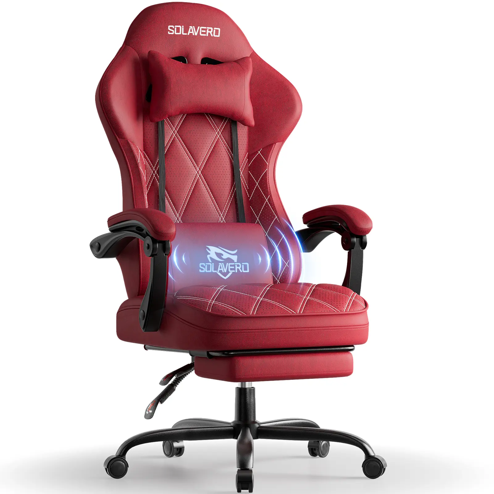 Ergonomic Gaming Chair, Wingless Wide Seat with Linkage Armrests, Breathable Silk-Touch Fabric, Massage Lumbar Support & Footrest, Ecofurnix Adjustable High Back Computer Chair for Gamers, Various Colors
