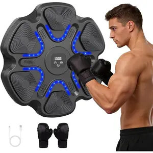 Music Boxing Machine with Gloves, Wall Mounted Smart Music Boxing Trainer, Electronic Target Workout Punching Pad Equipment for Home, Indoor and Gym