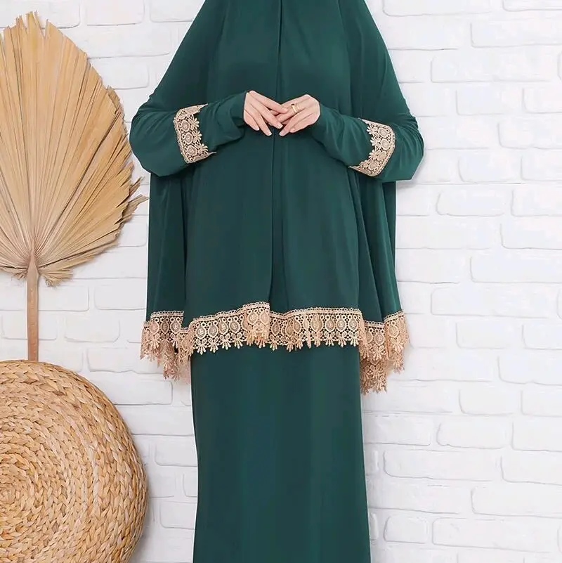 Guipure Detailed Prayer 2 Pieces Set Female