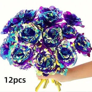 12pcs Artificial Rose Flowers, No Maintenance High-End Decoration, Mother's Day Valentine Wedding Gift, Realistic Fake Flowers, Elegant Artificial Plants
