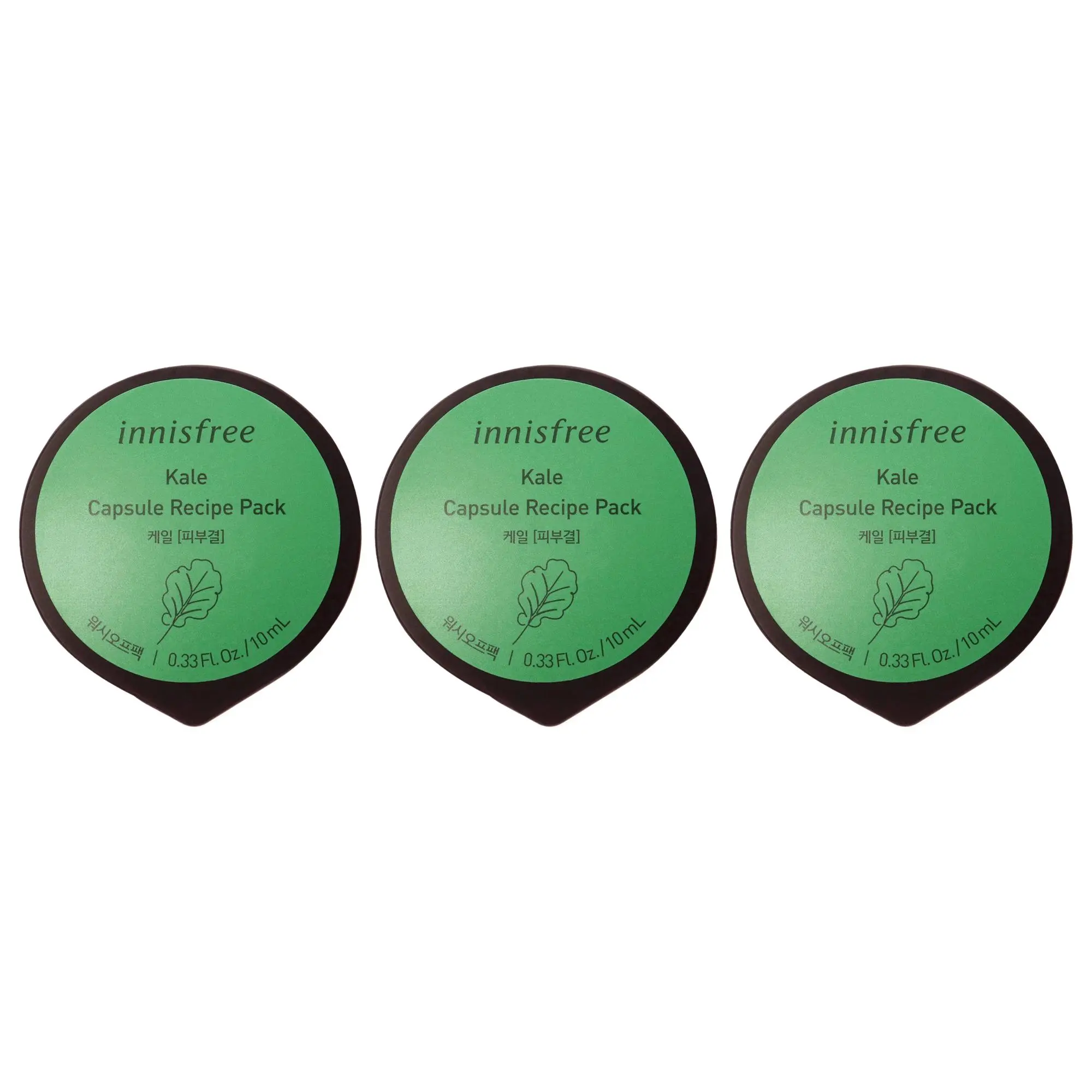 Innisfree Unisex Daily Nourishing Kale Capsule Recipe Pack Facial Care Mask - 0.33 fl oz, Apply Easily, Pack of 3, Kale Infusion