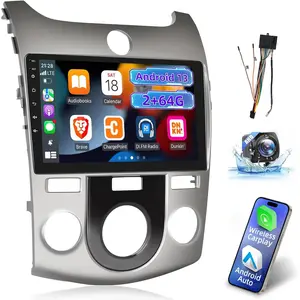 Android 13 Car Radio for 【KIA Forte 2009 2010 2011 2012 Manual A/C】[9 Inch Touch Screen 2G/4G RAM 64G ROM Stereo with Carplay Android Auto Bluetooth WiFi GPS FM