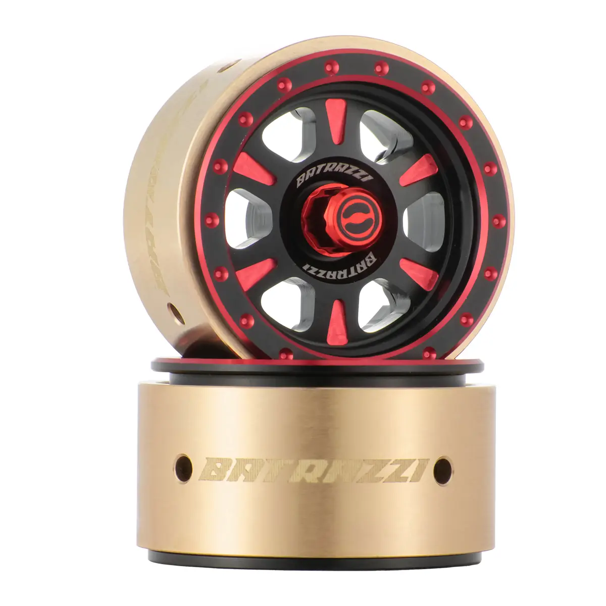 BATRAZZI 1.0” Rogue Beadlock Wheels Black with bold red accents (2pcs)