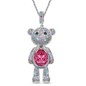 GONA Teddy Bear Pendant Rope Chain Charm Necklaces for Her - Adjustable Length Meaningful Personal Talisman Accessory, Ideal Gift for Granddaughter, Outdoor Fun Jewelry