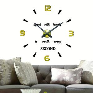 European Style Simple DIY Wall Clock Kit, Large Frameless Mirror Digital Sticker, Silent Decorative Clock for Living Rooms & Bedrooms, Modern Craft Decoration