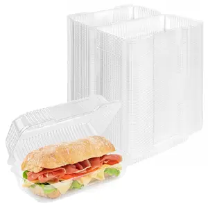 Stock Your Home Plastic 9 x 5 Inch ClamShell Takeout Trays (25 Count) - Dessert Containers - Plastic Hinged Food Container - Disposable Plastic Clamshell Food Containers for Slices of Cake, Sandwiches