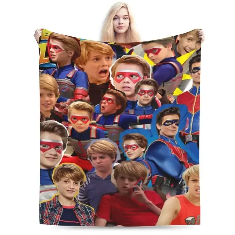 Henry Danger Cartoon Plush Throw Blanket - Wrinkle Resistant, Durable, All Seasons, Machine Washable, Fuzzy Flannel for Couch/Sofa/Bed, Lightweight Child Travel Bedding, Kids' Birthday Gift & Hero Room Decor Accent