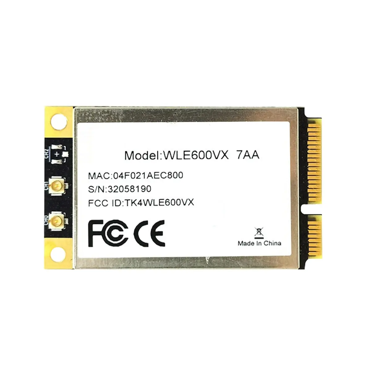 WLE600VX Dual Band WiFi Mini PCI Express Card - Atheros QCA9882, 2.4GHz/5GHz, 802.11ac/Abgn, 2x2 MIMO Technology, Compact Form, Win/Linux OS, 2x U.FL, 3.5W (Max) WiFi Module