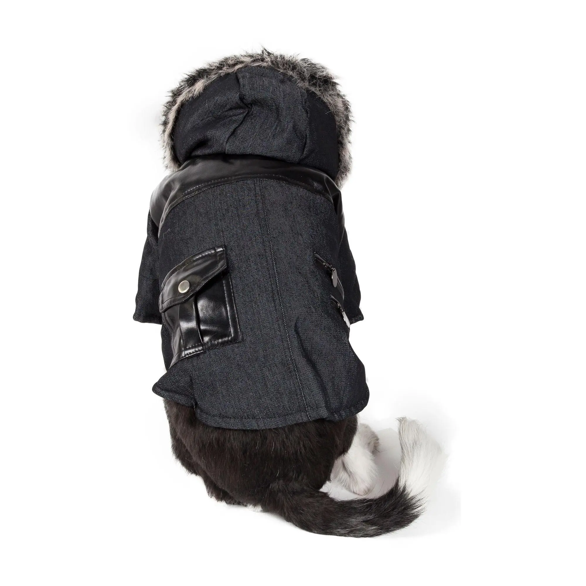 Pet Life Ruff-Choppered Denim Fashioned Wool Pet Coat Pet Life Ruff-Choppered Denim Fashioned Wool Pet Coat
