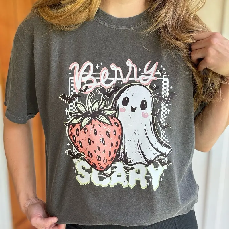 *Made to Order* Berry scary Halloween 90s Halloween Shirt Tshirt Comfort Color with ghost and strawberry Design