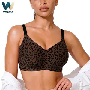 Werena Seamless Jelly Wireless Bras for Women V-Neck Full Coverage Soft Adjustable Bralette, No Wire T-Shirt Bra for Everyday Comfort