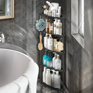 Corner Shower Caddy - 2/3/4/5 Tiers Freestanding Shower Shelves Storage with Large Capacity, Rustproof, Quick Drainage & Black