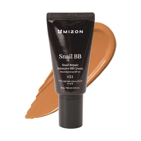 Mizon Snail Mucin Repair Intensive BB Cream - Broad Spectrum SPF30 Sun Protection, Moisturizing, Hydrating, Brightening, Hyaluronic Acid, Sensitive Skin, Buildable, Lightweight, Smoothing Coverage (SohoChic) - Evens Tone, Flawless Finish Makeup Product