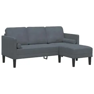 vidaXL Sofa Set with Cushion Dark Grey Polyester, Chill in style with this modern sectional sofa set, comfy velvet seating, and modular design for your living room 42001926
