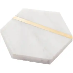 Marble Coasters Set of 6, Luxury Aesthetic Modern Decor for Coffee Table, Real Natural Semi Absorbent Stone Coasters