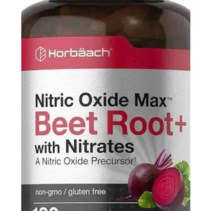 Horbäach Nitric Oxide Beet Root Capsules | 180 Count | with Nitrates and Precursor | for Men and Women | Vegetarian, Non-GMO, Gluten Free Supplement