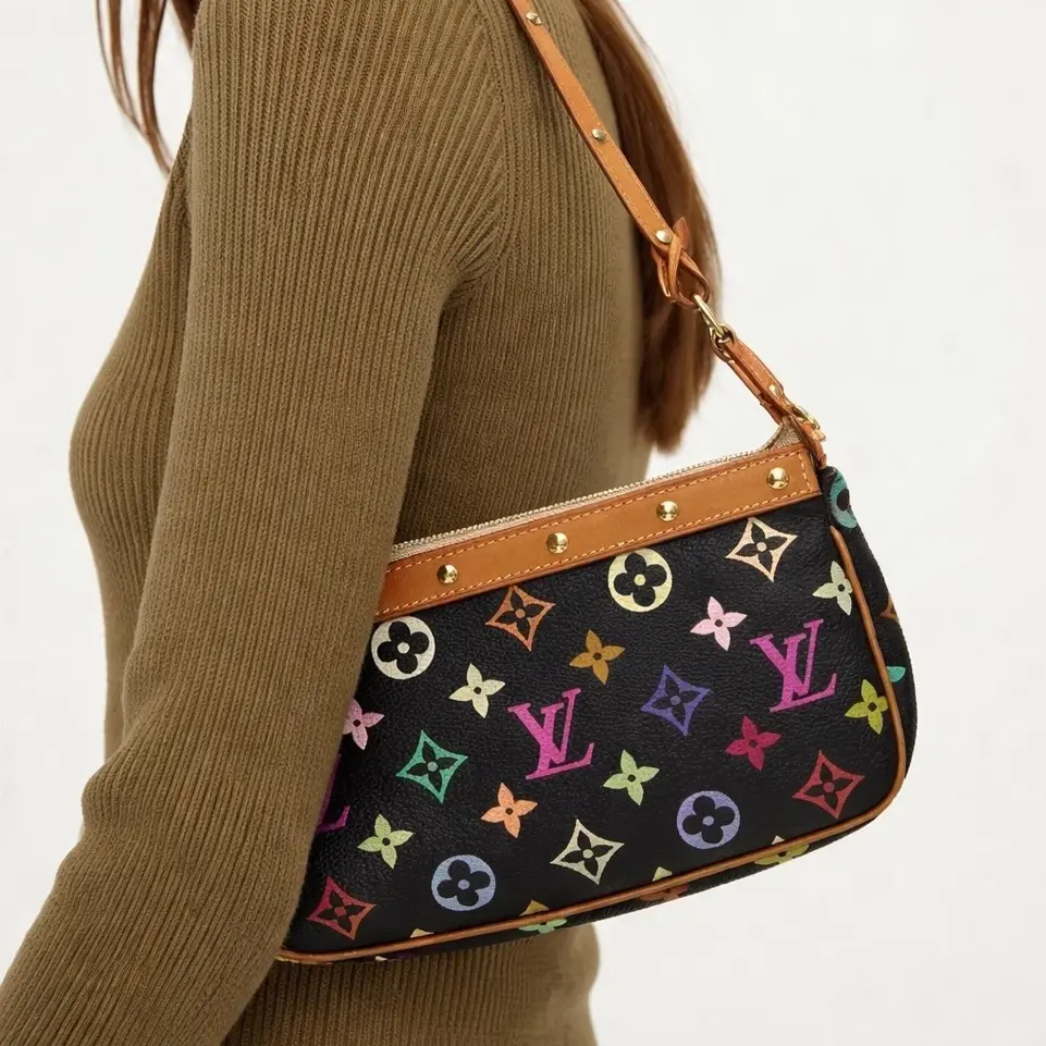 Pre-owned Louis Vuitton Canvas Mini Bags Mini Shoulder Bag Takashi Murakami Monogram Multicolor Pochette, Bag Accessories, Multicolor Purse