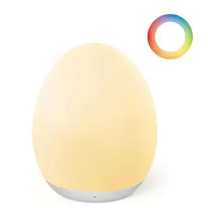 Night Light for Kids, Egg Light for Nursery, 7 RGB Colors Changeable, Stepless Dimming, Rechargeable Tap Light, Touch Control