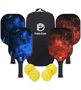DULCE DOM Pickleball Paddles Set of 2/4 USAPA Approved Lightweight Wood Racket with 4 Balls & Bag Ideal Training Equipment for Beginners & Professionals