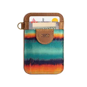 Grunge Elastic Credit Card Wallet - 100% Genuine Leather, RFID Blocking, Slim Vertical Case for Men & Women, Everyday Carry, Brown & Multicolor Options