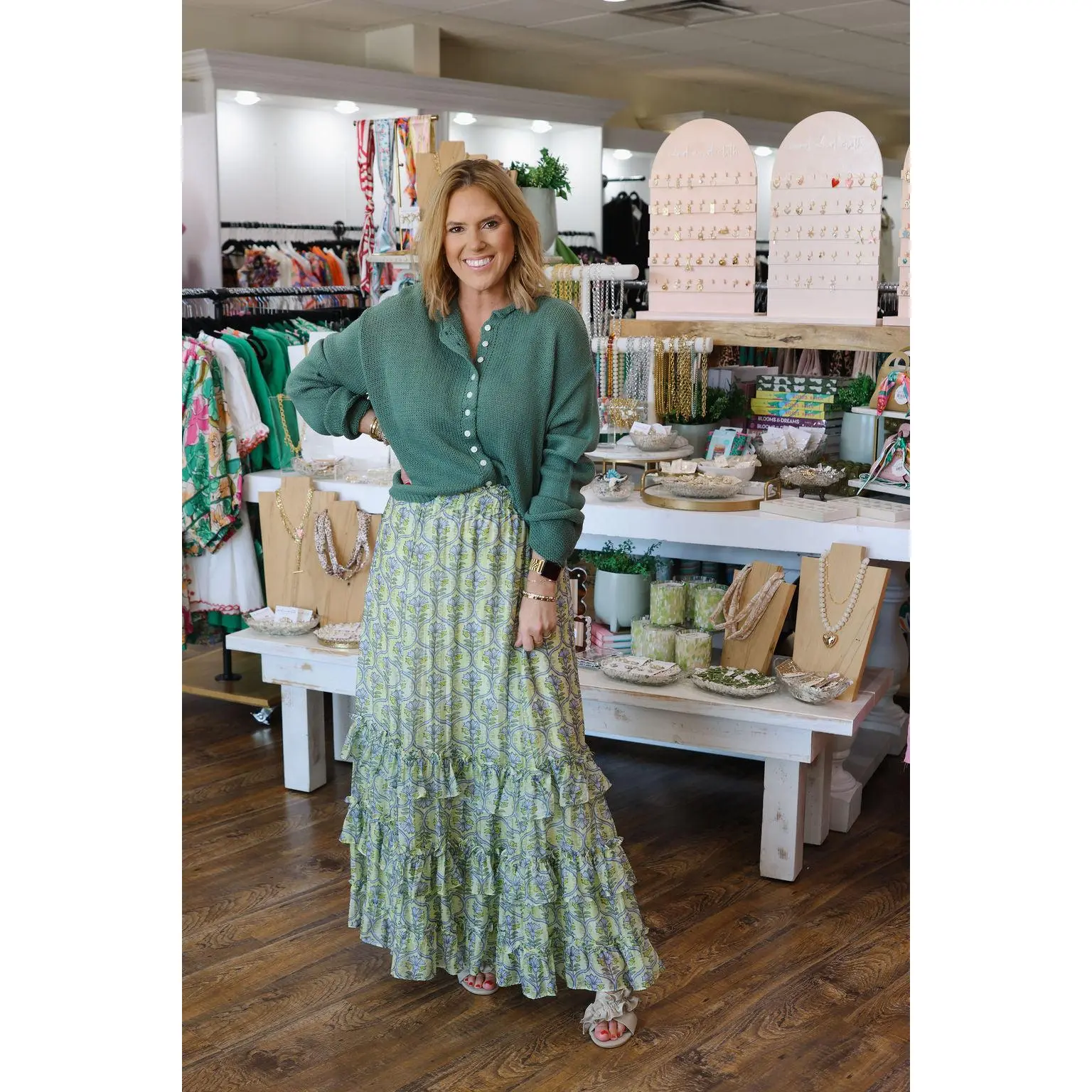 Ivy Crop Sweater Cardi - Green