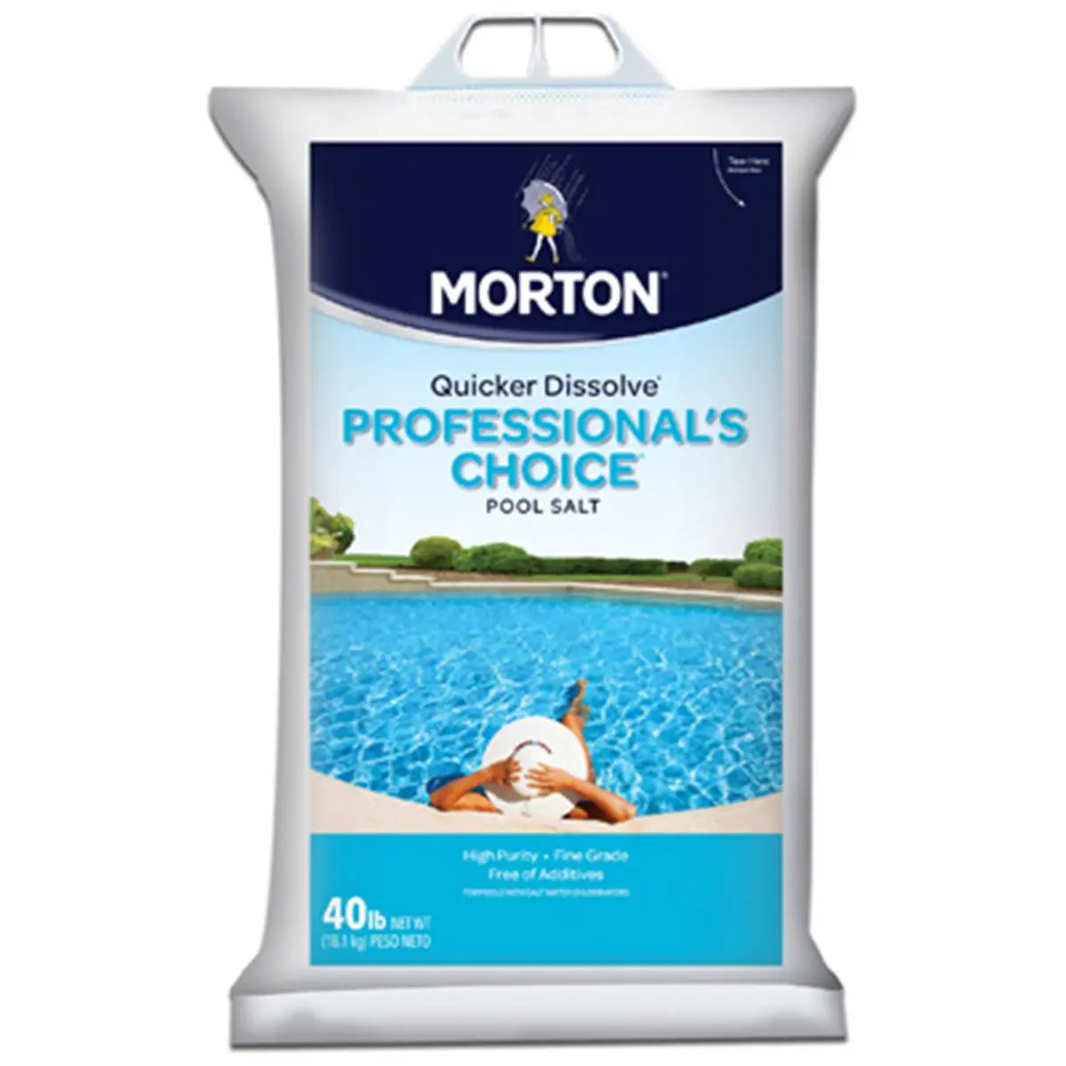 Morton Professional Pool Salt, 40 lbs Bagged Aquatic Fitness Equipment Accessory - High Purity, Fast Dissolving, No Additives Formula for Salt Water Chlorinators, Eliminates Hazardous Chemical Chlorine Handling & Storage for Pool Owners, Eliminates Need T