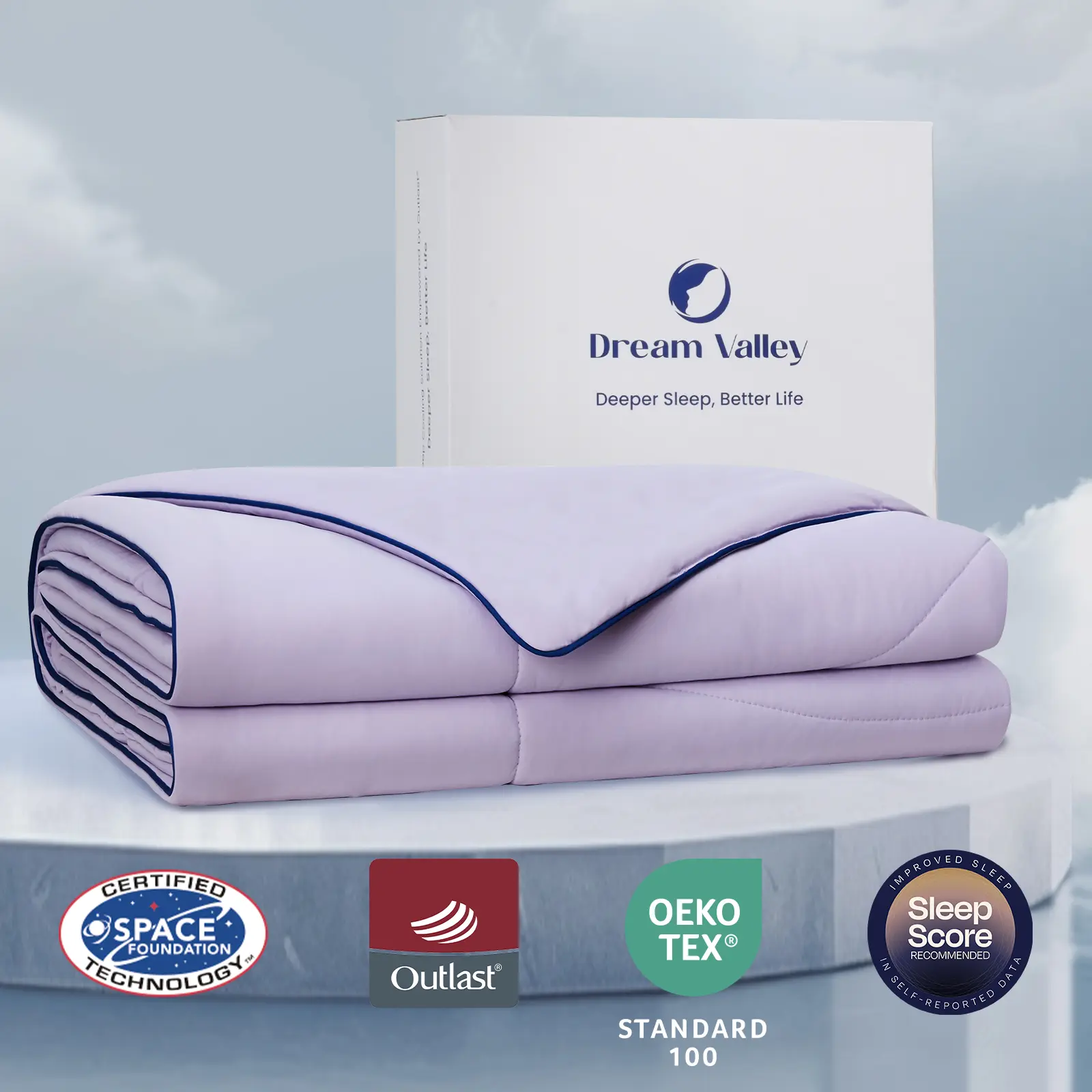 Dream Valley Outlast Space Technology Deep Sleep Cooling Summer Comforter/Blanket - Super Soft, Machine Washable, NASA-Approved Thermo-Technology, Classic Design, Solid Color