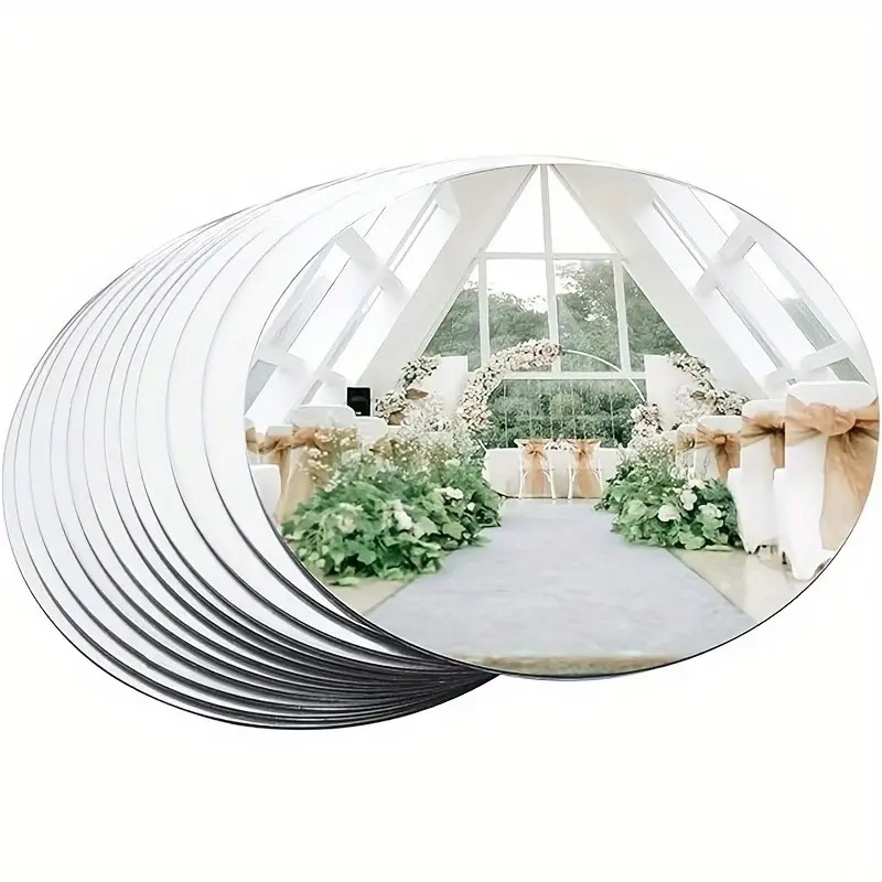 Decorative Tray Set, 20-Piece Acrylic Mirror Finish Round Trays, Candle Holders, Shatterproof, Table Centerpiece Decor, Wedding, Birthday, Party Decor Supplies, Photography Props, Wedding Table Centerpieces, Home Decoration