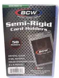 BCW Semi-Rigid Card Holders #2 1 Pack of 50 Sleeves for Standard Sized Cards - Designed for Easy Card Handling and Display