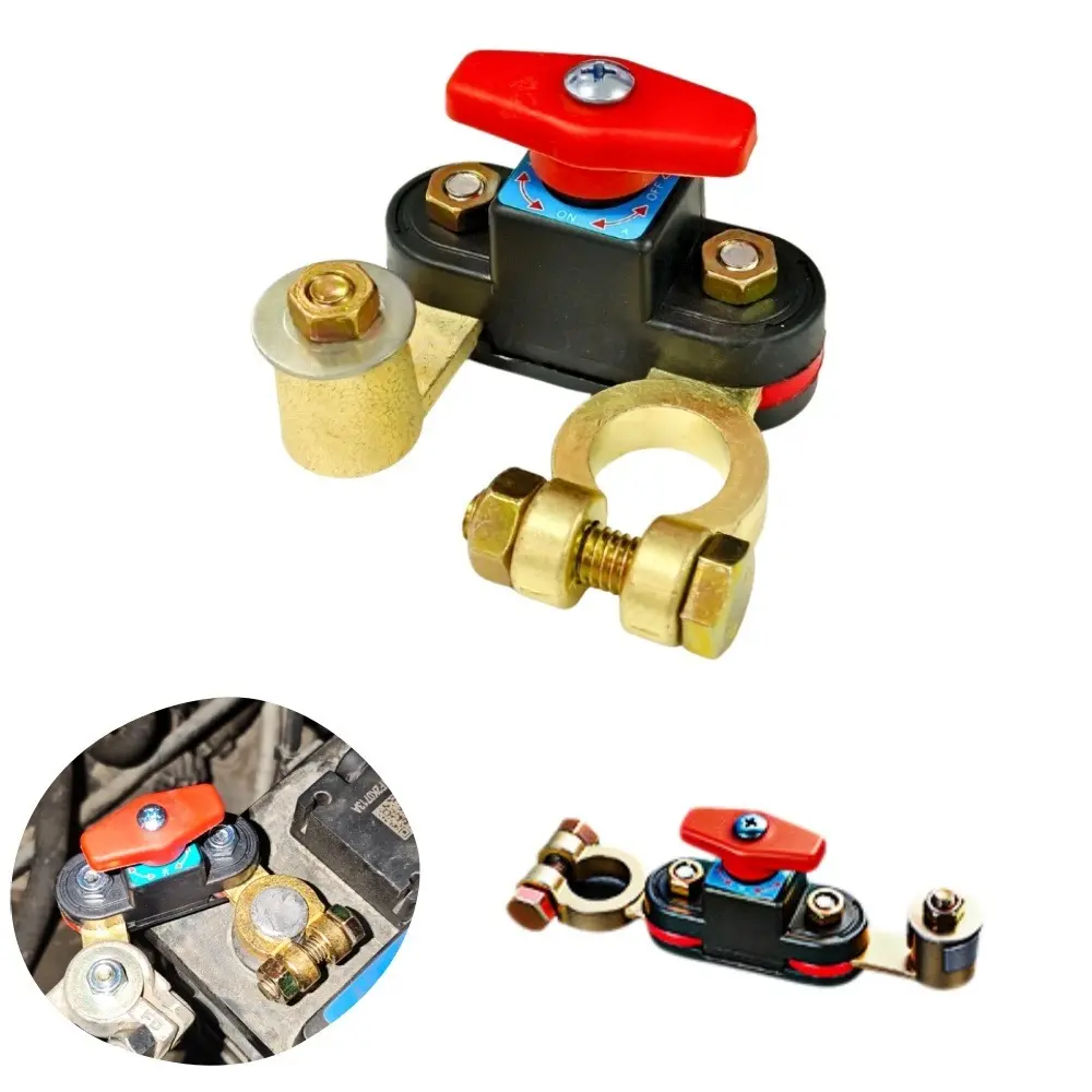 Thick Brass Rotary remote Battery Disconnect Switch Auto Battery Protection Cutoff automatic maintainer pulse repair car booster portable jumper High-Power Jump Starter desulfator temperature compensation Digital Battery Charger with LCD Display