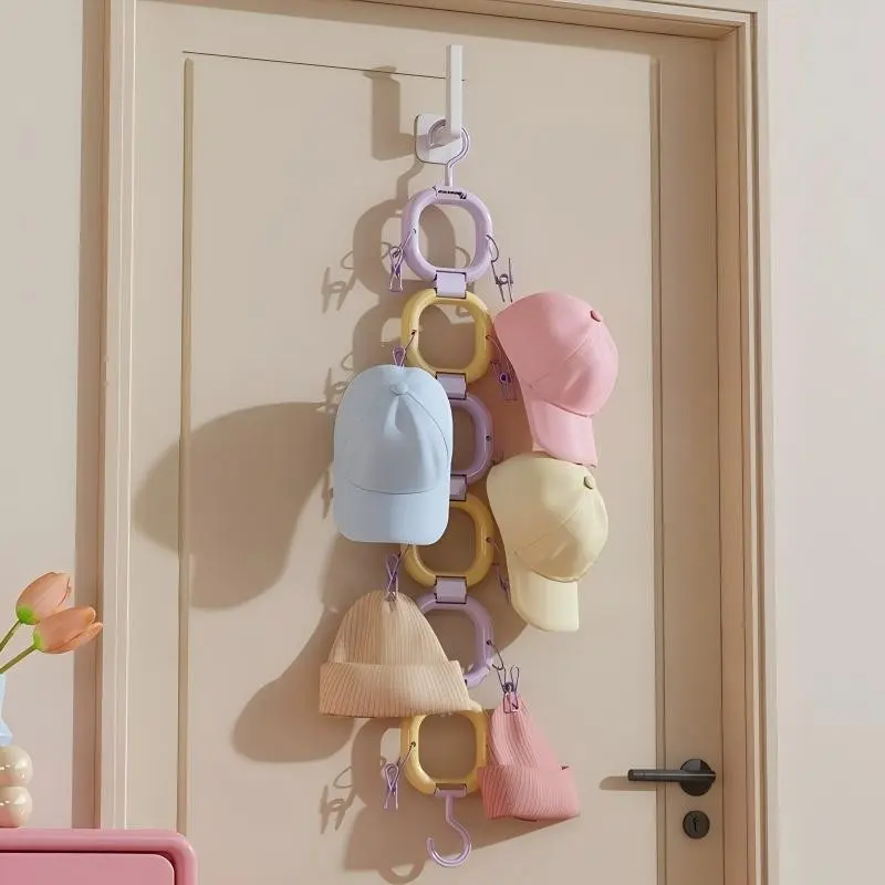 1pc Door Back Hat Storage Clip, Home Baseball Cap Organizer Rack, Multi-Functional Closet Hanging Bag Display Shelf