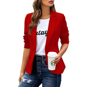 Womens Casual  Long Sleeve Lapel Button Slim Work Office Blazer Jacket