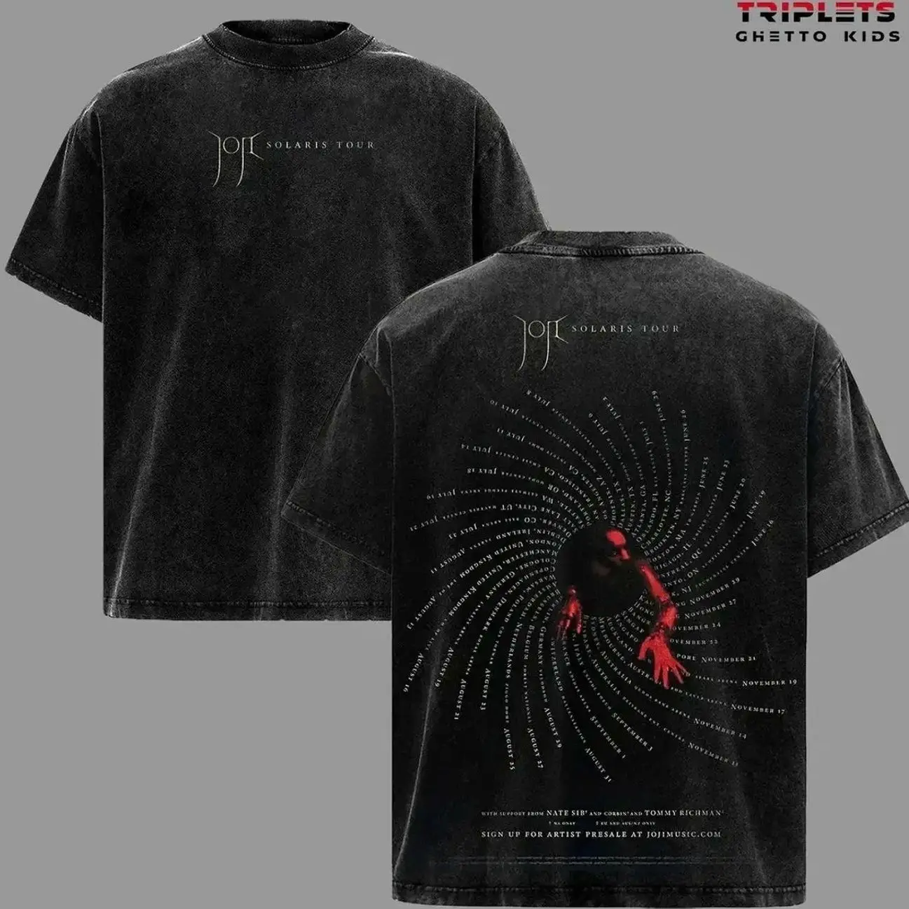 Joji Solaris Tour Washed T-Shirt Vintage Graphic Tee, Joji Music Fan Merch Shirt, Acid Wash Oversized Streetwear Tee, Retro Concert Tour Back Print Unisex Cotton Tee for Men Women, Oversize Shirt, Gift for fan, y2k Styles, Trending Shirt Z25