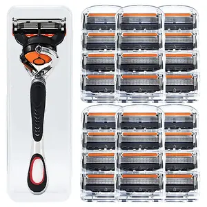 Men's Shaving Razor Blades Set, 12/36/24/48 Pieces Replacement Blade Kit with Handle, Sharp Handheld Men's Grooming Essentials Shaver Razors