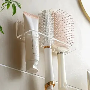 Modern Clear Acrylic Bathroom Shelf, Bathroom Accessory, Bathroom Organizing Accessories, Wall Mounted Floating Organizer for Toiletries and Hair Accessories, 1pc