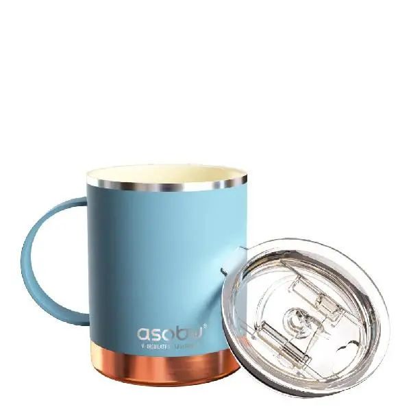 Asobu Ultimate Ceramic Travel Tumbler - 12oz Portable Stylish Insulated Stainless Steel Coffee Cup with Handle, Splash-Resistant Lid, Ceramic Lining for Pure Taste, BPA-Free, Double-Wall Vacuum for Hot Drinks (Insulated Tumbler Vacuum Flasks Category), Ev