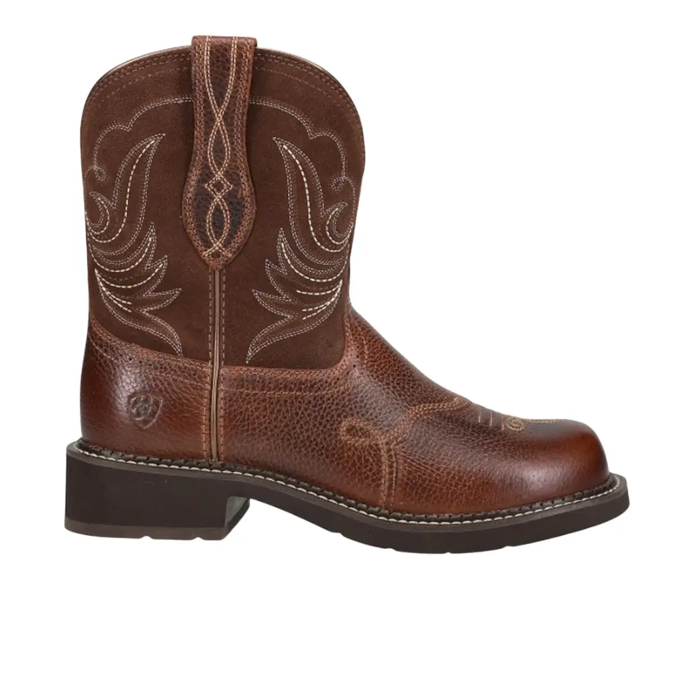Ariat Womens Fatbaby Heritage Dapper Embroidered Round Toe  Casual Boots Ankle Low Heel 1-2" - Brown