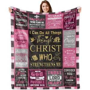 Christian Gifts for Women, Baptism Gifts for Girls, Catholic Religious Gifts for Women, Spiritual Inspirational Gifts for Woman, Confirmation Gifts for Girls, Christian Blanket 50" X 60" Valentines Gift Soft Throw Blanket