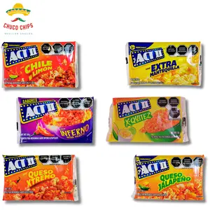 Order with 8 bags. 9 different flavors to choose from. Act II Savory Popcorn bags. Variety of Flavors Including Infierno, Habanero, Chile Limón, Extra Mantequilla, Mantequilla, Natural, Queso Jalapeño, Queso Extremo or X-Quitez.
