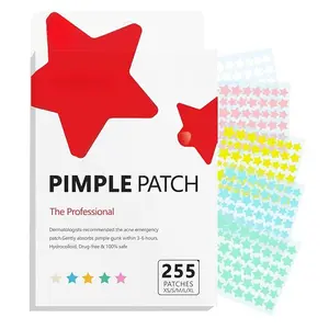 Pimple Patches for Face Hydrocolloid Acne Patches Professional 255 Pcs 5 Colors&Sizes 8-16mm Tea Tree Calendula Gentle Matte Blemish Covering