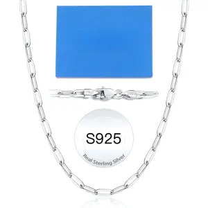 14K  Plated 925 Sterling  Paperclip Chain Necklace for Women, 4mm 5mm Shiny & Sturdy Women's Chain Necklaces 16 18 20 22 24 26 Inch