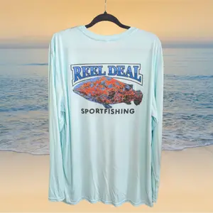 Reel Deal Grouper Shirt Long Sleeve Dryfit 50 SPF Performance Seafoam Green