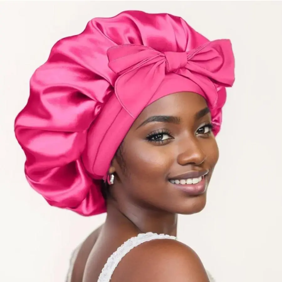 NEW IN Satin Bonnet Hair Bonnet for Sleeping Braid Bonnet Adjustable Bonnet Tie Bonnet Night Cap Sleep Bonnet for Women Curly Hair Hair Care Cap Hair Wrap Cap Hair Styling Cap Daily Haircare Smooth Red